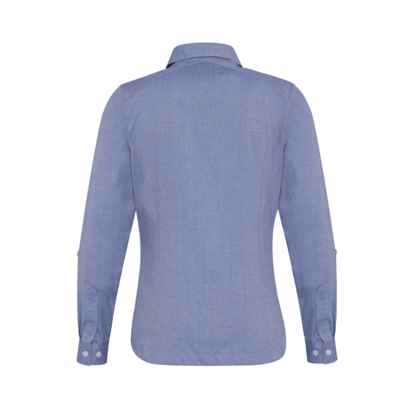 Oxford Thai Blue Double Function Long Sleeve Blouse For Women